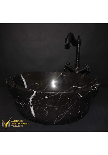 Toros Siyah Mermer Dizayn Çanak Lavabo