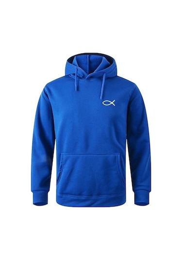 Novahub 2022 İlkbahar Kış Erkek Kazak Hıristiyan İsa Balık Kapüşonlular Yüksek Kaliteli Marka Kazak Sıcak Polar Hoody Casual Street Mavi - M Mavi