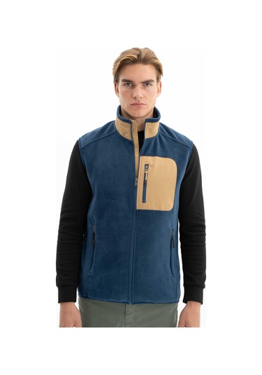 Arma Erkek Kışlık Softech Polar Relax Fit Tam Fermuar Yandan Cepli Baskısız Yelek K26424674101 İndigo