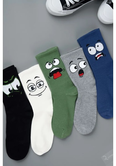 Responce 5 Çift Baskılı Uzun Çorap Seti 365222325 Gri