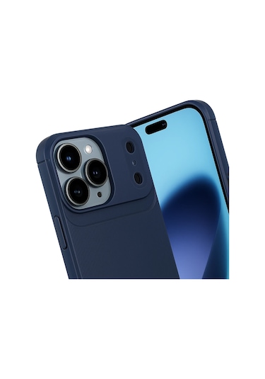 İphone Uyumlu 17 Pro Kılıf Focus Carbon Silikon Kapak Lacivert