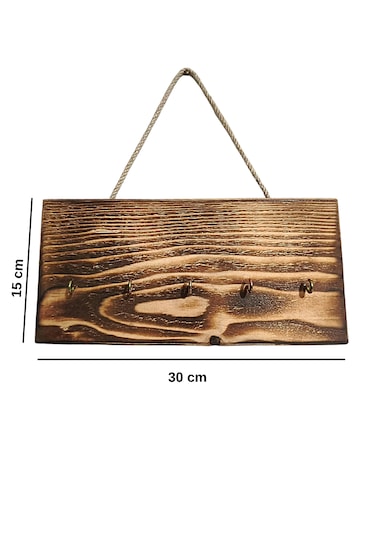 Ahşap Duvar Askılığı Halatlı Rustik Dekoratif Anahtar Askılığı 5 Kancalı / 3 Renk Brothers Craft Eskitme