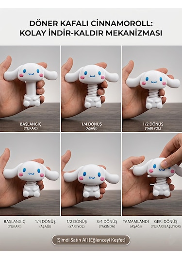 Döner Kafalı Cinnamoroll Figürü Kolay İndir-kaldır Mekanizmalı Diğer