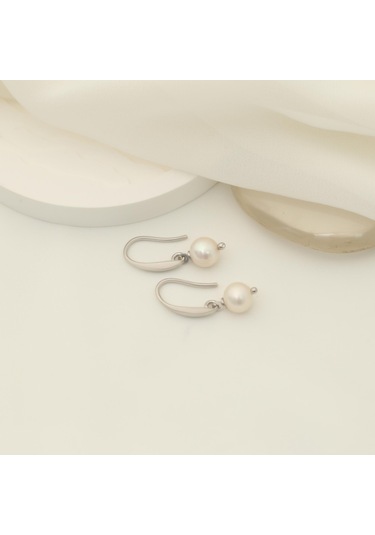 925 Ayar Gümüş Beyaz Tatlısu İncisi Küpe-7mm