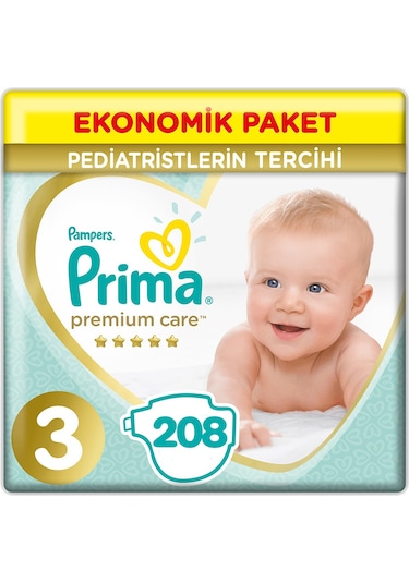 Prima Premium Care 3 Beden Ekonomik Paket 6-10 KG 4 x 52 208 Adet 4'lü