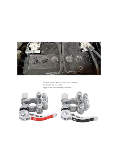 Vkemall Otomotiv Akü Bağlantı Terminaleği, 4 Yollu Hızlı Kesme, A Tipi Polarityli, Bakır Malzeme, Anahtarlı Montaj, 45-200ah Uyumlu