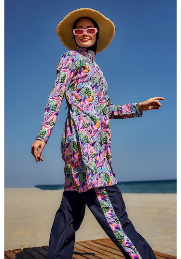 Paraşüt Tam Kapalı Tesettür Mayo Nisa R5501 Lacivert