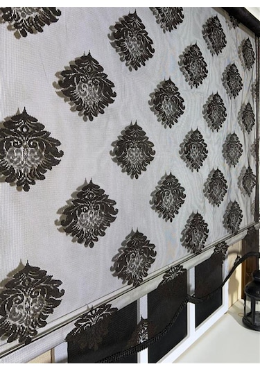 Çift Mekanizmalı Siyah Tül Perde Ve Ekru Stor Perde Stb45239-v107