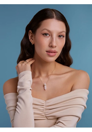 Miestilo Mücevher Halka Kulaklık 925 Ayar Gümüş Altın Kaplama Mavi Taşlı 253260097 Altın