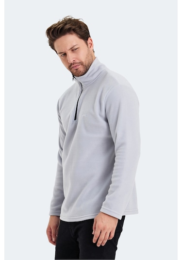 Slazenger Sanne In Erkek Dik Yaka Fermuarlı Gri Polar Gri