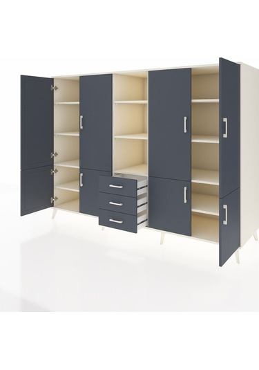 Kronos Dolap 11 Raflı 3 Çekmeceli 8 Kapaklı 220x59x163 Aytaşı-ant Aytaşı-antrasit