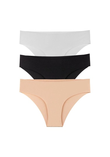 Kadın İz Yapmayan Dikişsiz Lazer Kesim Külot 3'lü Paket Karışık Renkli-renkli Çok Renkli