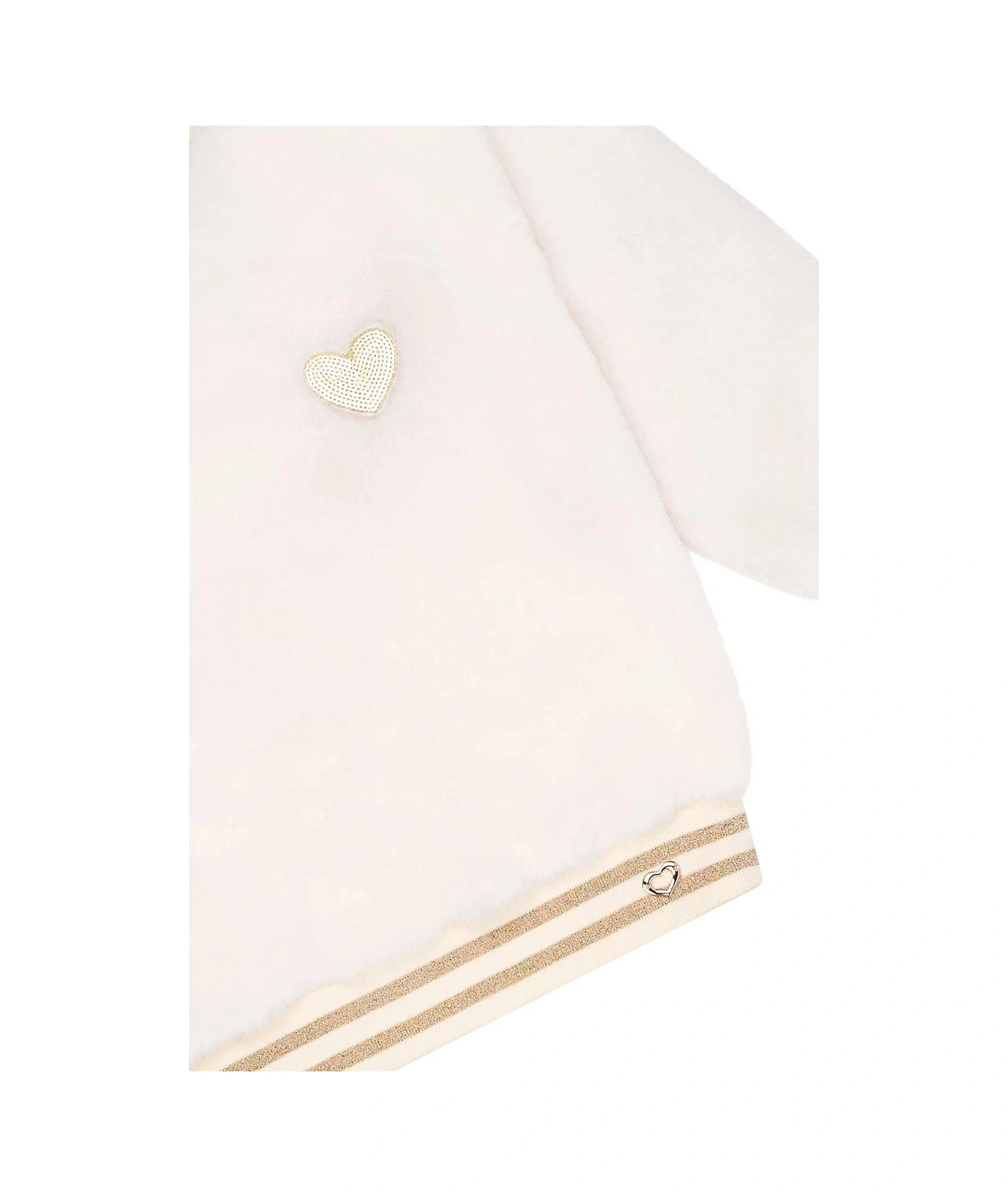 Kız Çocuk Pul Kalp Nakışlı Peluş Sweatshirt Mnt25k209 Ekru