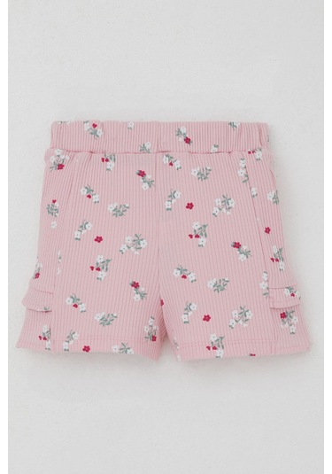 Breeze Kız Bebek Şortlu Takım Çiçek Baskılı Kelebek Nakışlı Düğme Aksesuarlı 6 Ay-2 Yaş, Ekru Ekru