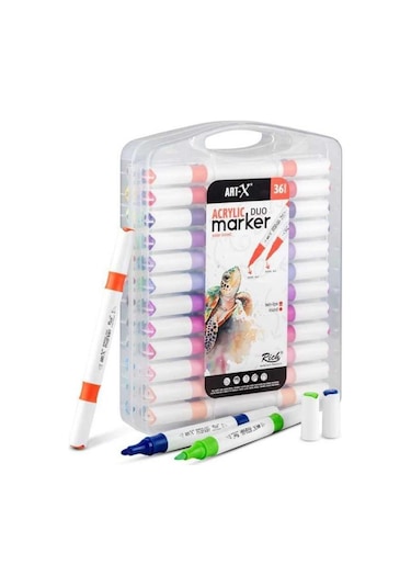 Rich Art X Acrylic Duo Marker Çift Uçlu Su Bazlı Boyama Kalemi 36 Renk Set 18058