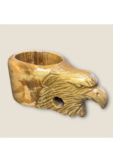 Ahşap El Oyması Kartal Figür Kuksa. Ölçü: 17 10x8 Cm