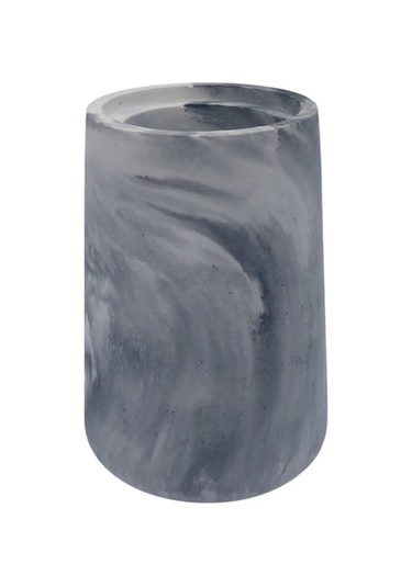 4 Lü Taş Banyo Seti Beyaz - Gri Mermer Desenli 4'lü Sabunluk Seti 18 Cm Gri