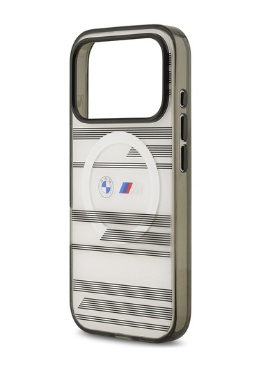 İphone 17 Pro Kılıf Bmw Lisanslı M-safeli Metal Kamera Butonlu Yatay Şeritli M Dizayn Kapak Gümüş Gümüş