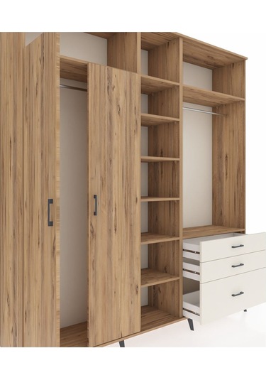 Hyperion Dolap 9 Raflı 3 Çekmeceli 2 Askılı 220x44x243 Çam-çam/aytaşı Atlas Çam/aytası