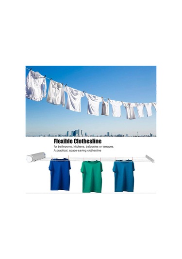 Ganzhoushop Ev Taşınabilir Geri Çekilebilir Çamaşır İpi İç Mekan Dış Mekan Plastik Askılı Çamaşır İpi Duvara Monte Çamaşır İpi Kompakt Çamaşır İpi 5 Hat Çok Renkli