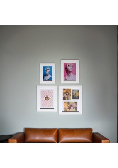 Dekoratif 4'lü Fotoğraf Çerçevesi - Beyaz