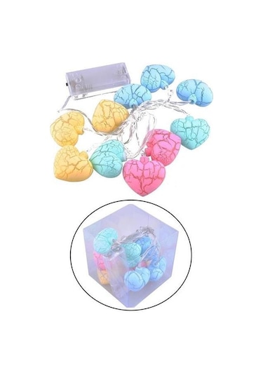 10lu Renkli Kalp Şeklinde Dekoratif Dolama Led Aydınlatması - Ad87yt0070yu Renkli