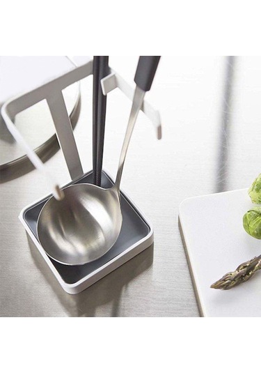 Geeroyoo Beyaz Demir Mutfak Rafı, Tencere Kapağı Tutucu, Kaşık/spatula Tutucu, Su Toplama Tanklı, Uzun Ömürlü, Alan Tasarruflu, Kolay Temizlenir A Modeli, W10 D12 H15 Diğer