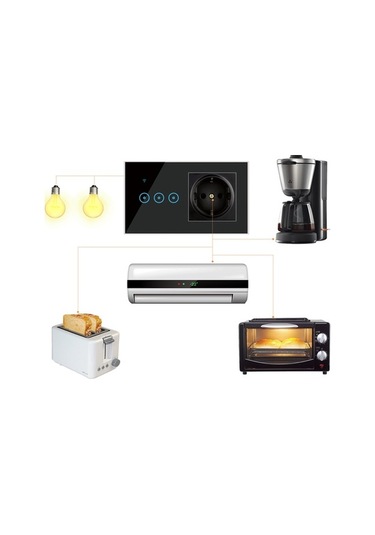 Pazly Wi-fi Priz - Dokunmatik, Google Asistan, 2'li Grup, Uzaktan Kontrol, Akıllı Anahtarlı Priz Diğer