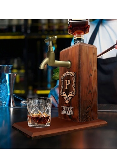 Novahub Muhteşem Kişiselleştirilmiş Ahşap İçki Standı-2 Musluklu