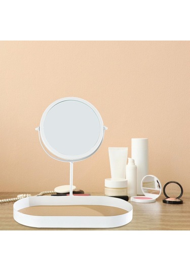 Homyl Tepsili Masa Üstü Makyaj Aynası Ayrılabilir Beyaz Beyaz