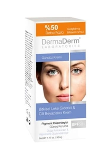 Dermaderm Bitkisel Leke Giderici & Cilt Beyazlatıcı SPF 50+ Gündüz Kremi 100 G