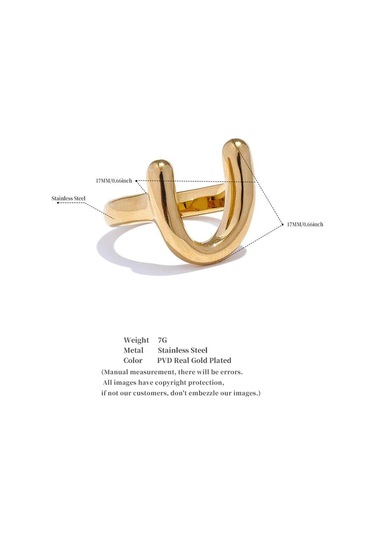 Gümüş Eetit 316l Paslanmaz Çelik Metal U Şeklinde Parmak Yüzük Kadınlar İçin Su Geçirmez Minimalist Doku Trendy Charm Takı Aksesuarları