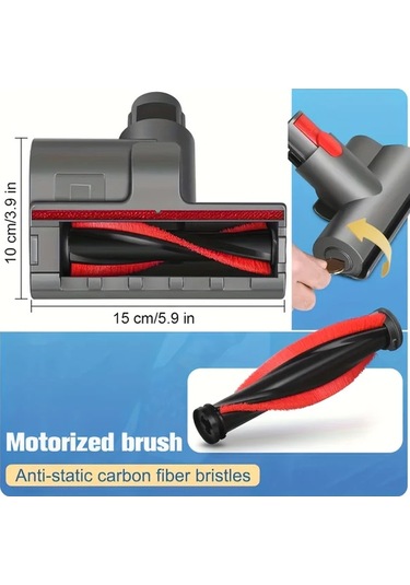 Fochsia 1pc Mini Motorlu Fırça Başlığı V15 V11 V10 V8 V7 Elektrikli Süpürge Yedek Parçası Yatak Koltuk Halı Temizleme