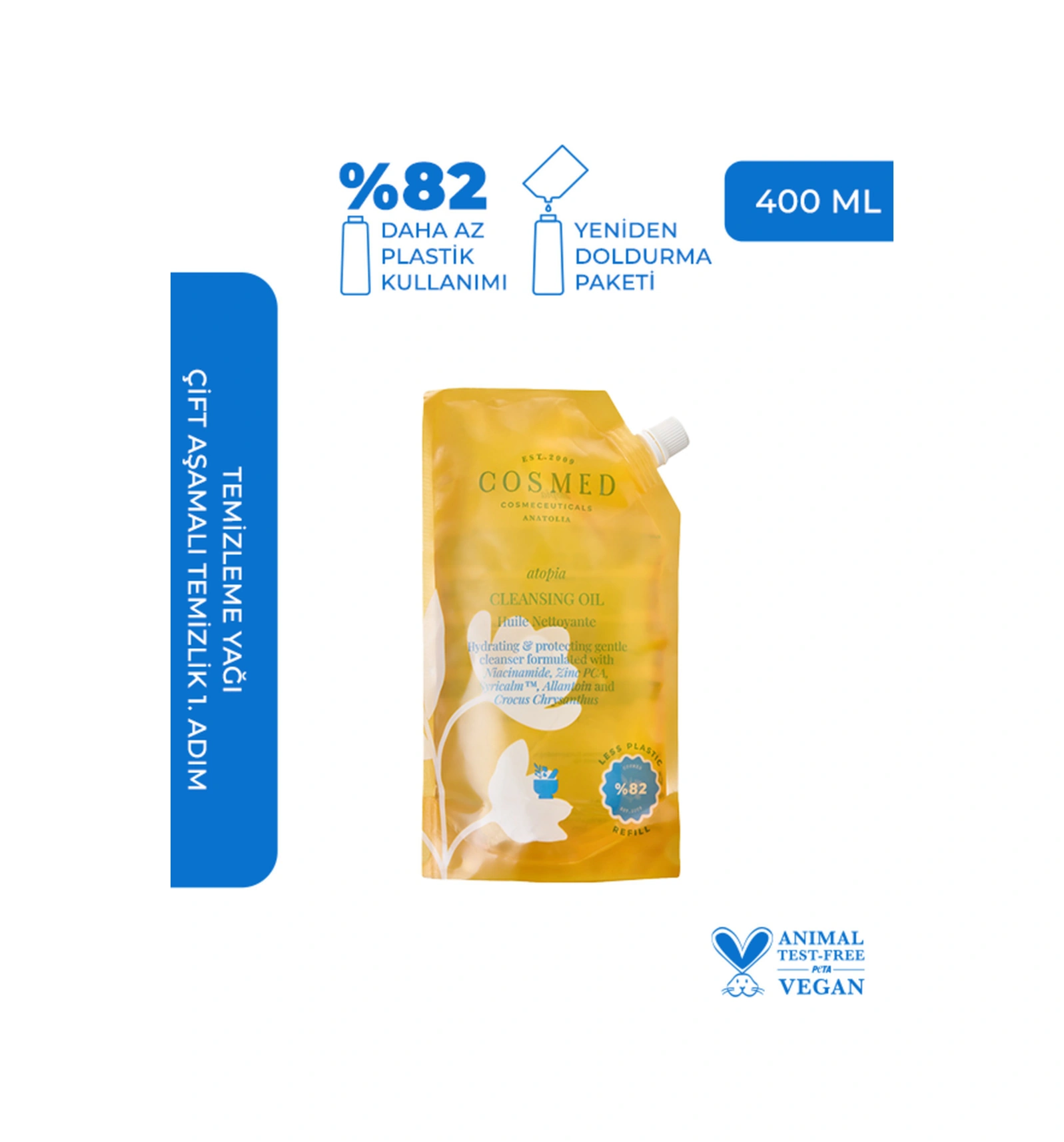 Cosmed Cleansing Oil Refill - Yüz ve Vücut için Temizleme Yağı - Yağ Bazlı Temizleyici 400 ml