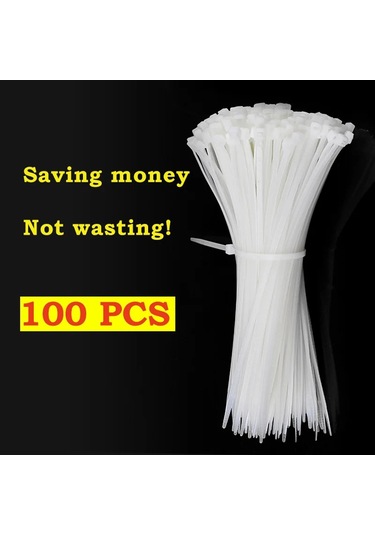 Kablo Bağları Kendinden Kilitlemeli Naylon Kablo Fermuarlı Bağlar 100 Adet 3.5x200 White 100pcs Diğer