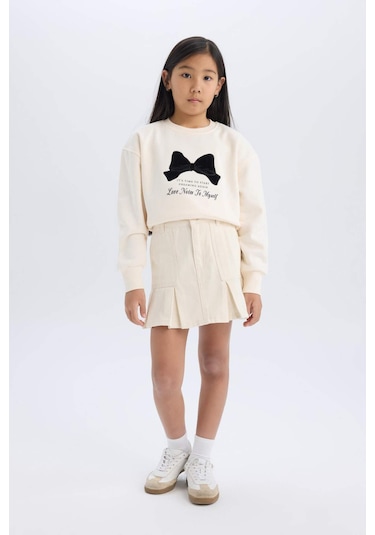 DeFacto Kız Çocuk Gabardin Etek D7858A825SPER233 Ekru