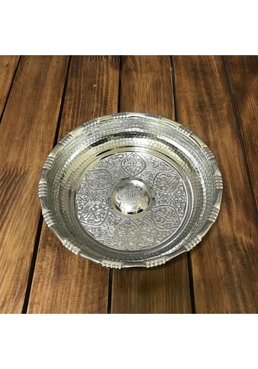 Nikel Kaplama Bakır Hamam Tası 18 Cm Gümüş
