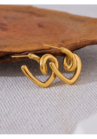 Platin Eetit Minimalist Paslanmaz Çelik Kalp Huggie Küpe Paslanmaz 18k Kaplama Moda Günlük Takı Bijoux Kadın Aksesuarları Çok Renkli