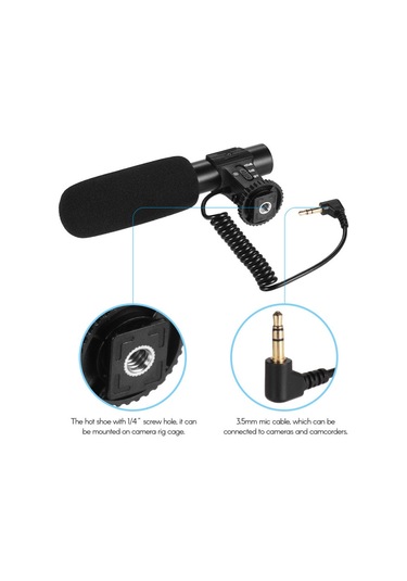 Mufunye Kamera Video Kayıt Mikrofonu Süper-kardiyoid Alıcı Mini Mikrofon Fotoğrafçılık Röportaj Vlog Dslr Kamera Video Kamera