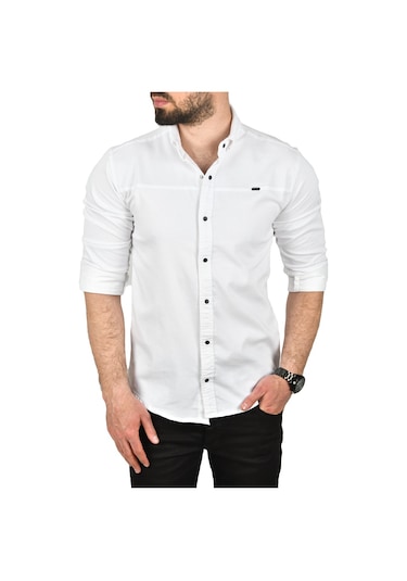 Deepsea Erkek Beyaz Slim Fit Pamuklu Kot Gömlek Kolay Ütülenebilir Çıt Çıtlı Likralı Spor Gömlek 2502504 Beyaz Deepsea Erkek Beyaz Slim Fit Pamuklu Kot Gömlek Kolay Ütülenebilir Çıt Çıtlı Likralı Spor Gömlek 2502504 Beyaz