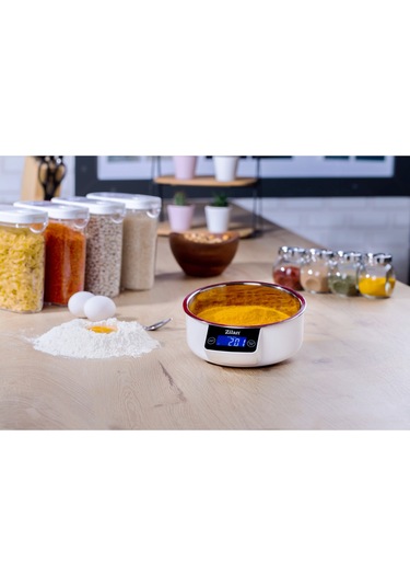 Zln2977 Dijital Mutfak Tartısı Kaseli 5 Kg 1 Gr Hassasiyet Lcd Paslanmaz Çelik Pil Dahil Bej