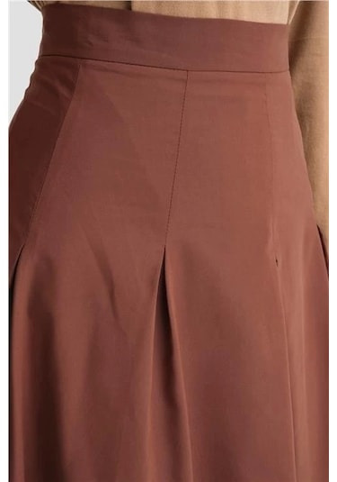 Armine Pileli Pamuk Etek 24k1705 Kızıl Kahve Kahverengi