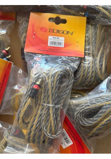 Edison Rca Kablosu 5 Metre Kaliteli Amfi Rca Ses Aktarım Kablo