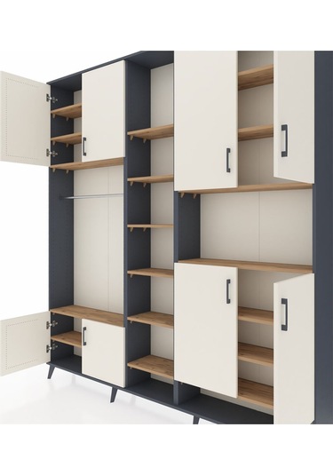 Arges Dolap 18 Raflı 8 Kapaklı Tek Askılı 220x30x243 Antrasit-aytaşı/çam Aytası/atlas Çam Arges Dolap 18 Raflı 8 Kapaklı Tek Askılı 220x30x243 Antrasit-aytaşı/çam Aytası/atlas Çam