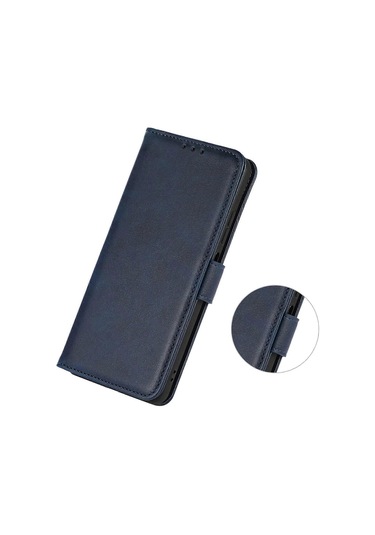 İphone Uyumlu 16 Plus Kılıf Pu Deri Çanta İnek Derisi Doku Standı Telefon Kılıfı