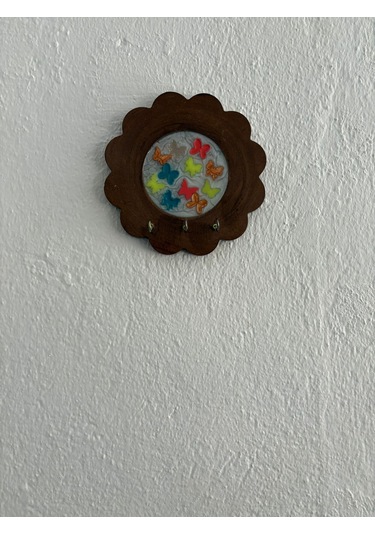 Pelince - Arı Ve Uğur Böceği Figürlü - Epoksi Ahşap Anahtar Askılığı Tek Ürün - Çap: 18 Cm Ahşap