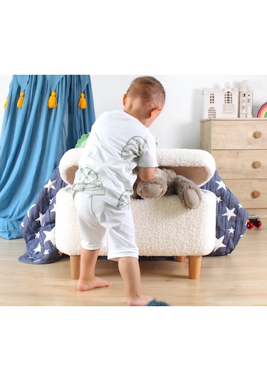 Yomme Çocuk Sandıklı Teddy Puf Beyaz