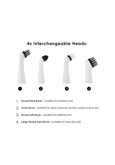 Elektrikli Temizleme Fırçası, 4'ü 1 Arada Ev Temizlik Fırçaları, Kullanışlı Kablosuz Küvet Fayans Fırçası, Ev İçin Salınımlı Temizleme Aracı