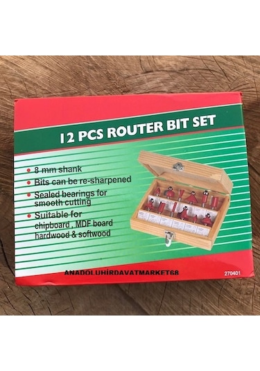 Dia 12 Parça Ahşap Oyma Freze Seti Ağaç ve Mdf Freze Seti 8Mm