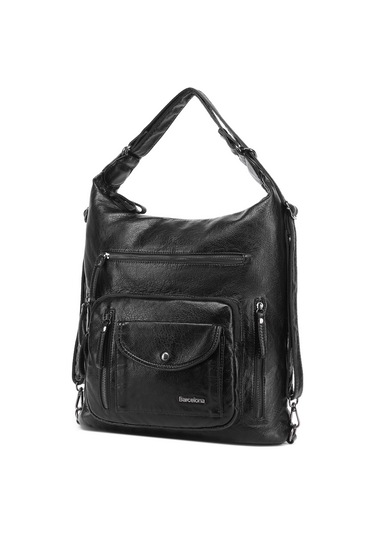 Yıkama Deri Hem Sırt Hem Omuz Kadın Çantası 21-k Barcelona 1580 Yeşil